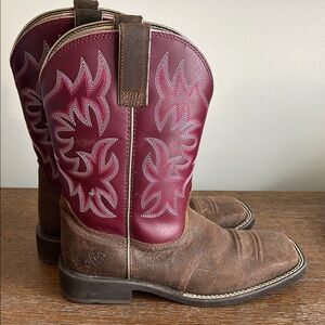Ariat Burgundy and Brown Western Boots